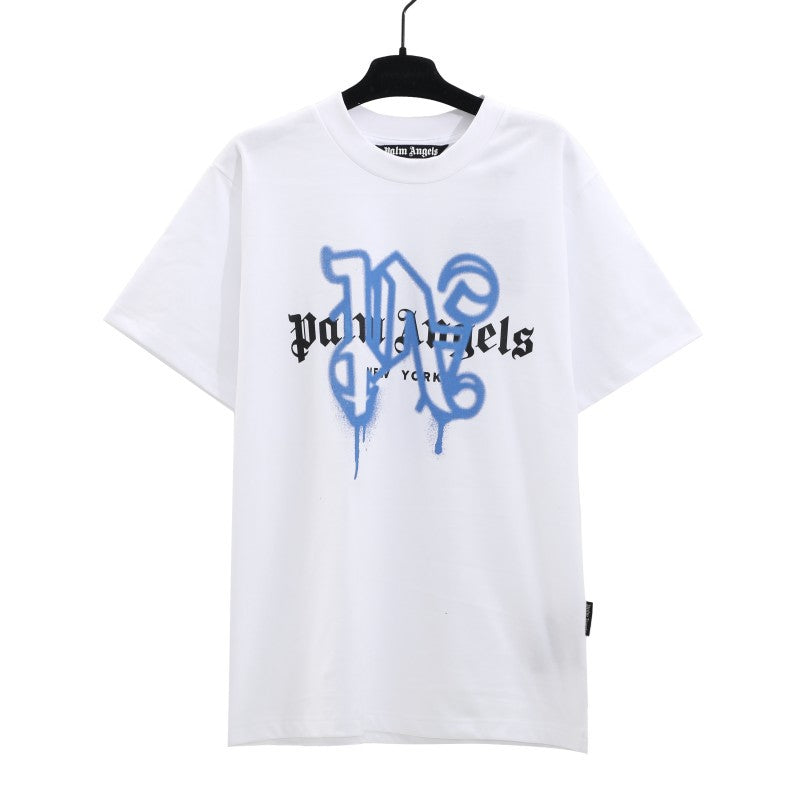 Palm Angels Graffiti Flame Palm Tree Graphic Oversized Tee Streetwear