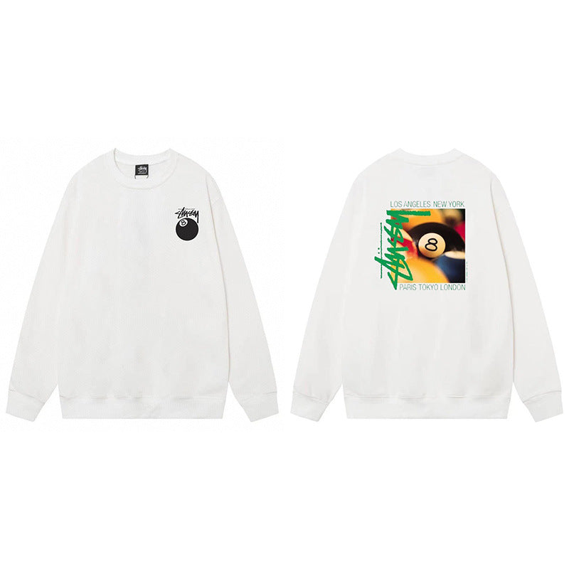 Stussy Graphic Crewneck Sweatshirt 8 Ball Dice Street Casual Pullover