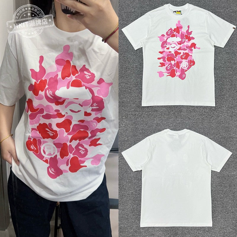 Bape Shark Camo Zip Graphic Oversized Tee Streetwear Unisex