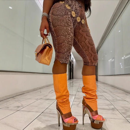 Animal Print High Stretch Mid Rise Capri Leggings
