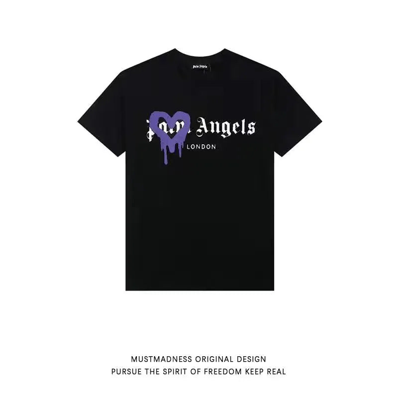 Palm Angels Heart Letter Graphic Short Sleeve Tee Streetwear Unisex