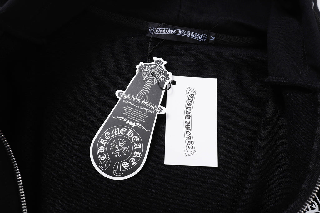 Chrome Hearts Scroll Cross Zip Up Hoodie Classic Street Hooded Jacket