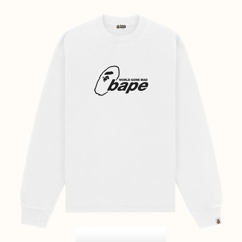 Bape Multi‑Ape‑Head Graphic Oversized Long Sleeve Tee Streetwear