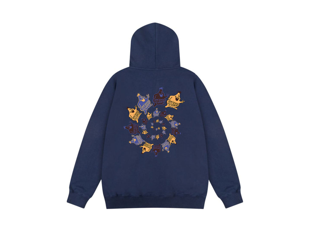 Stussy Zip Up Hoodie Multi Graphic Letter Print Streetwear Jacket