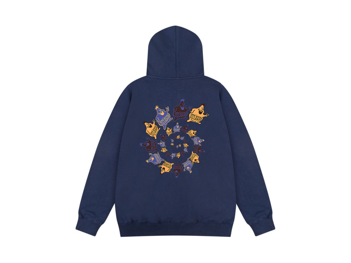 Stussy Zip Up Hoodie Multi Graphic Letter Print Streetwear Jacket