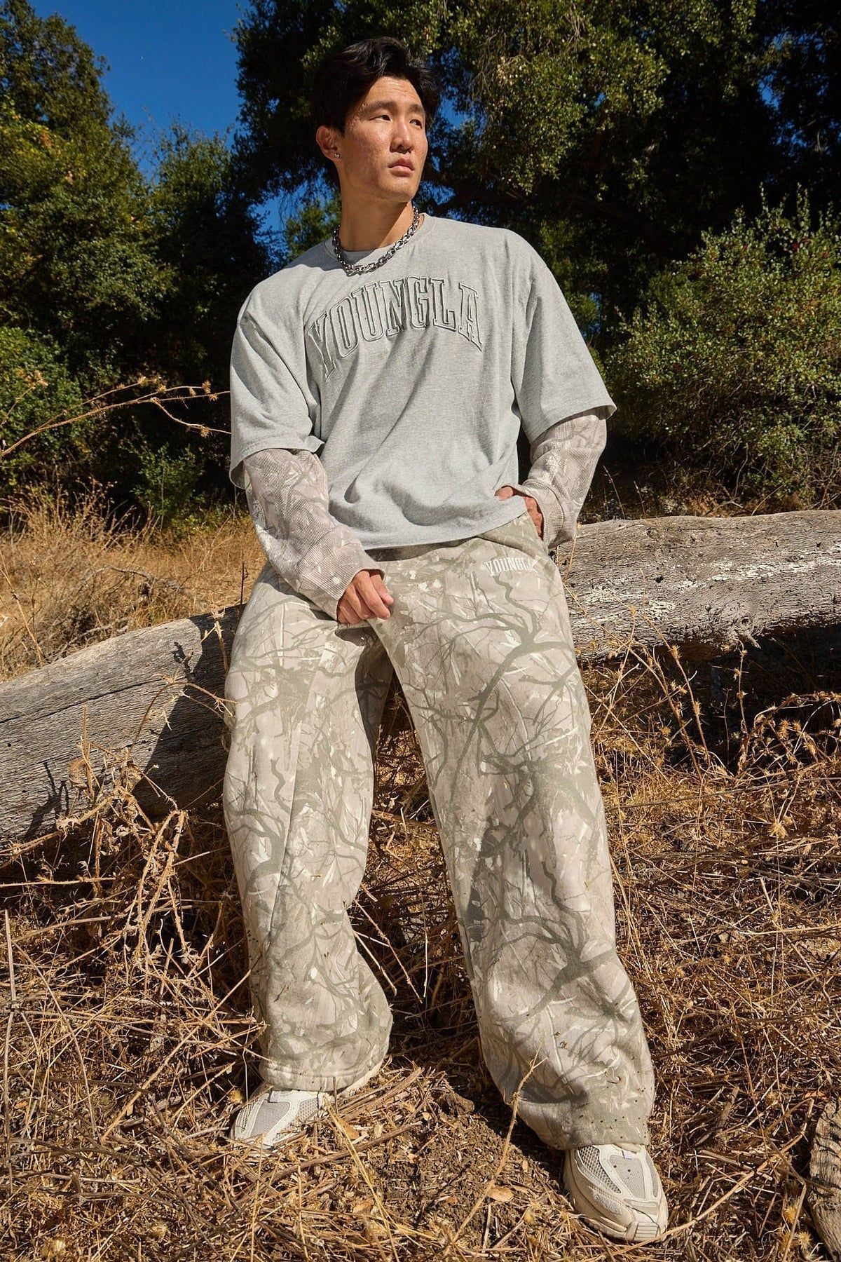 YOUNGLA 2133 Tree Camo Baggy Sweats
