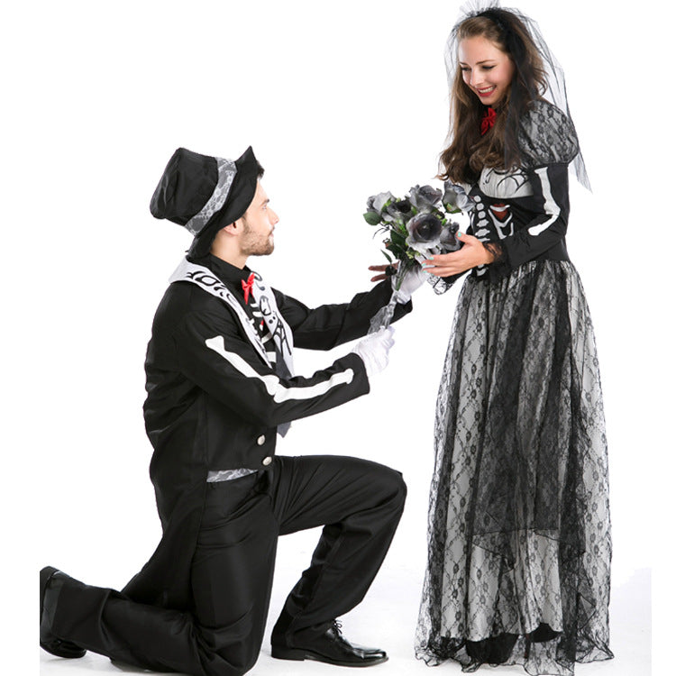 Halloween Men & Women Vampire Skeleton Gothic Cosplay Couple Sets