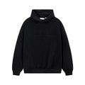 Fleece Lined Embossed Letter Streetwear Pullover Hoodie