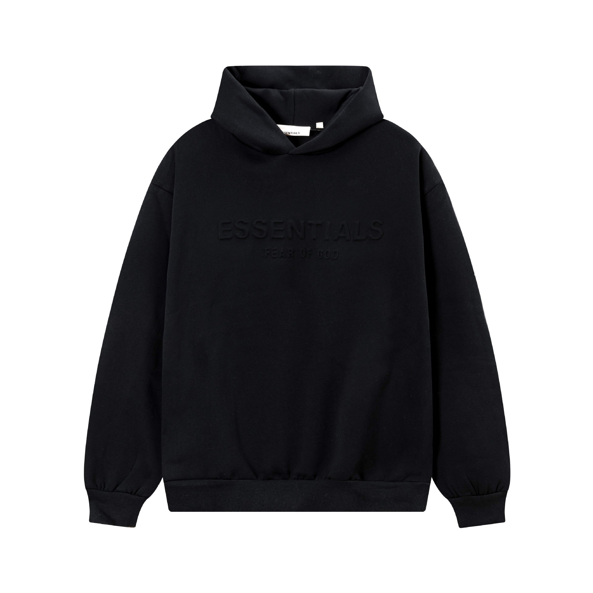 Fleece Lined Embossed Letter Streetwear Pullover Hoodie
