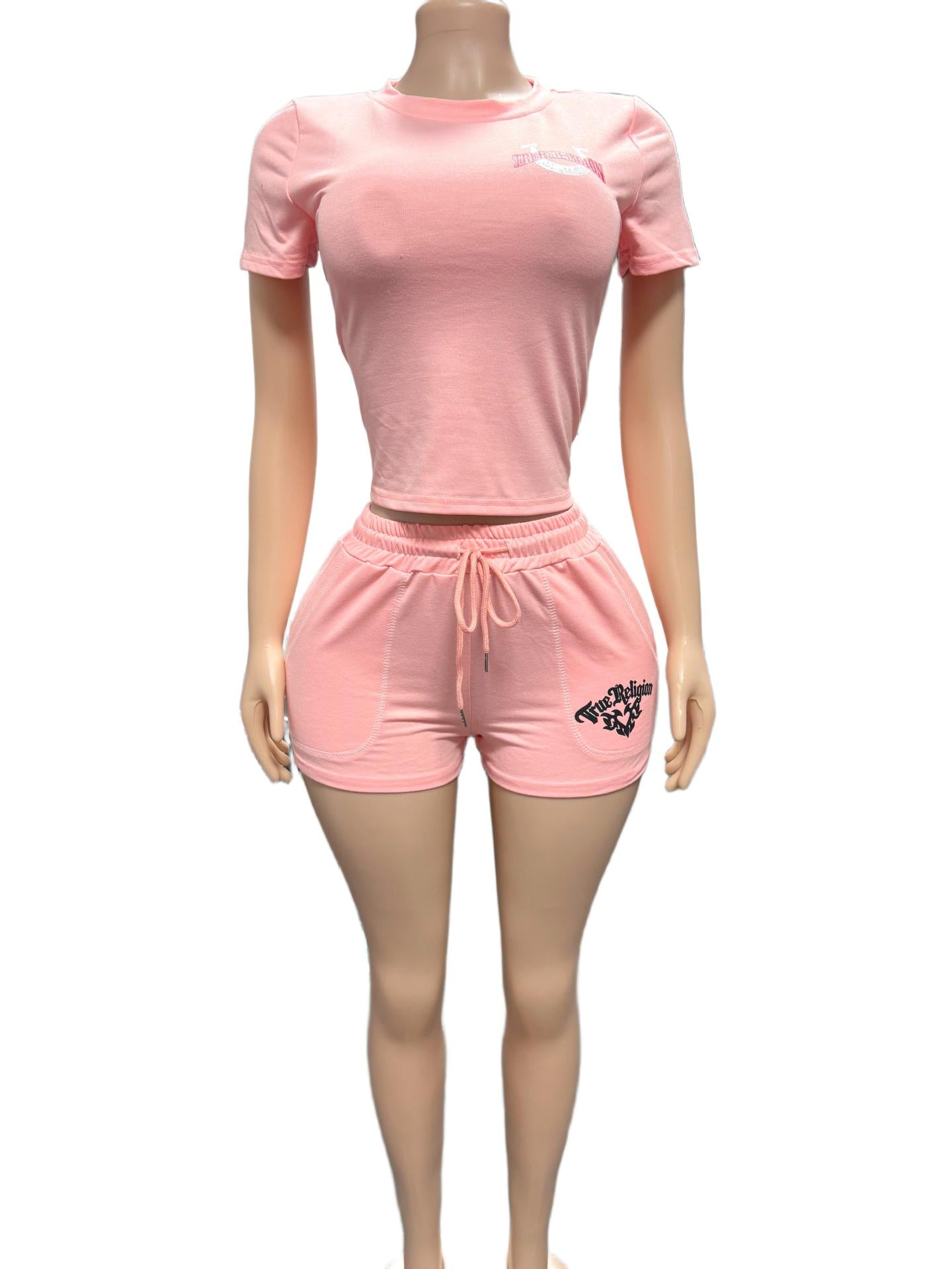 True Religion Horseshoe Graphic Print Tee Shorts 2 Piece Set