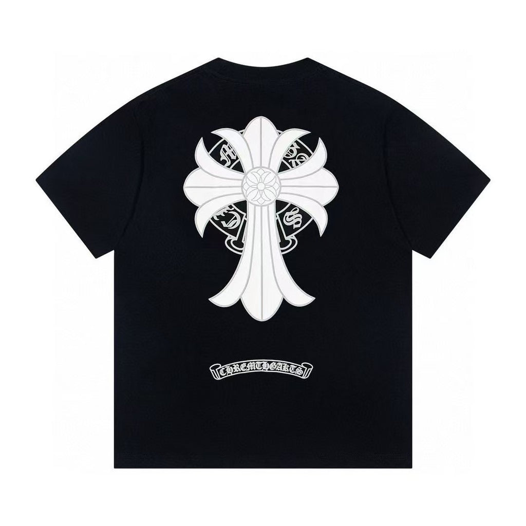 Chrome Hearts Color Sanskrit Cross Print Short Tee Unisex Y2K