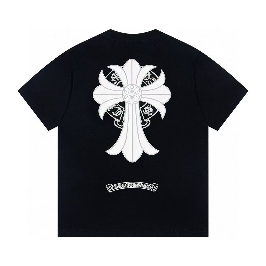 Chrome Hearts Color Sanskrit Cross Print Short Tee Unisex Y2K