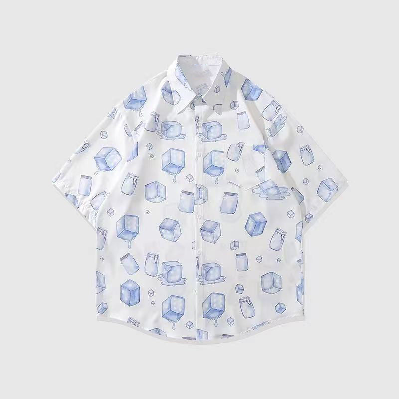 Mens Tropical Hawaiian Floral Loose Short Sleeve Summer Shirt 8002-8034
