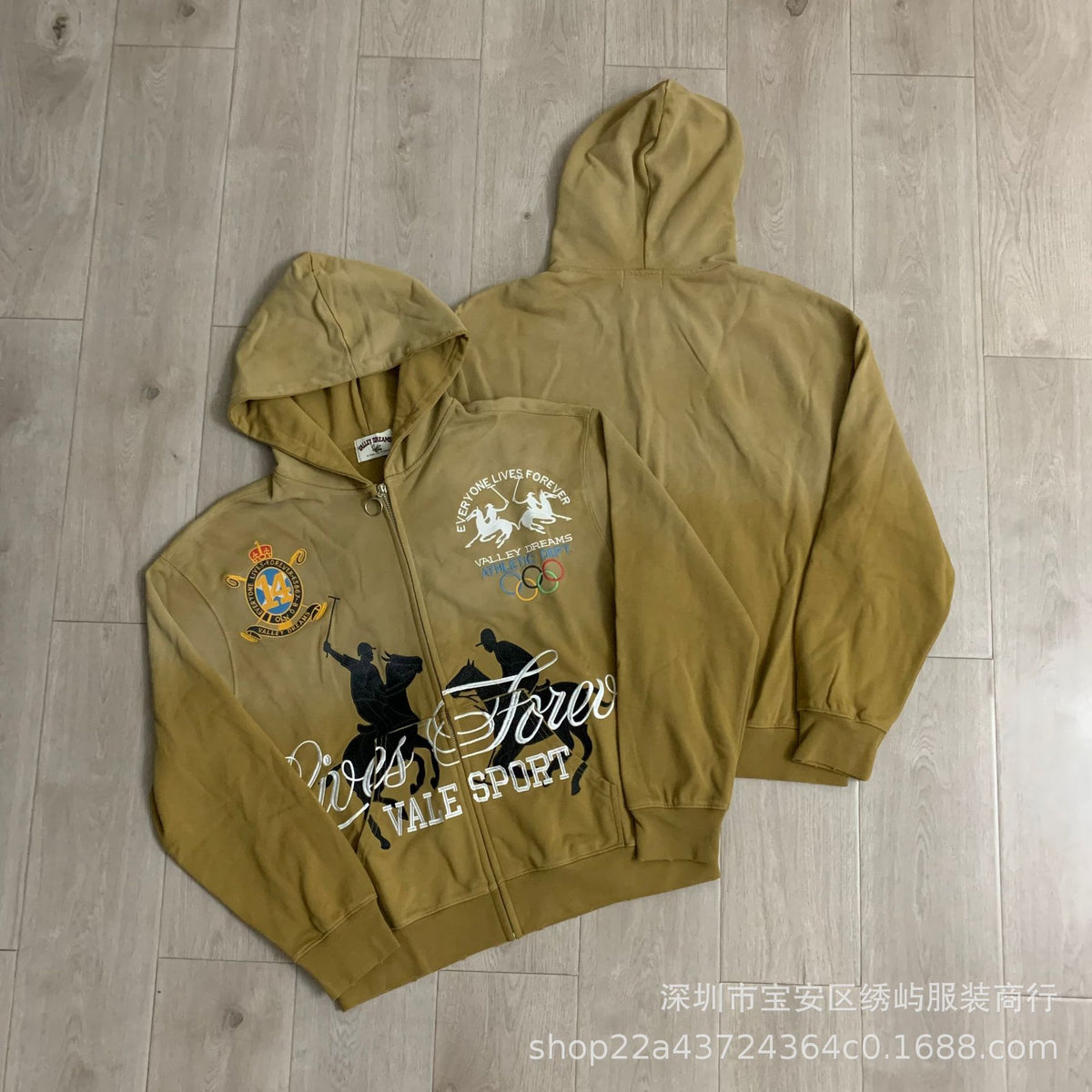 Valley Dreams Graphic Zip Up Hoodie Rhinestone Vintage Street Jacket