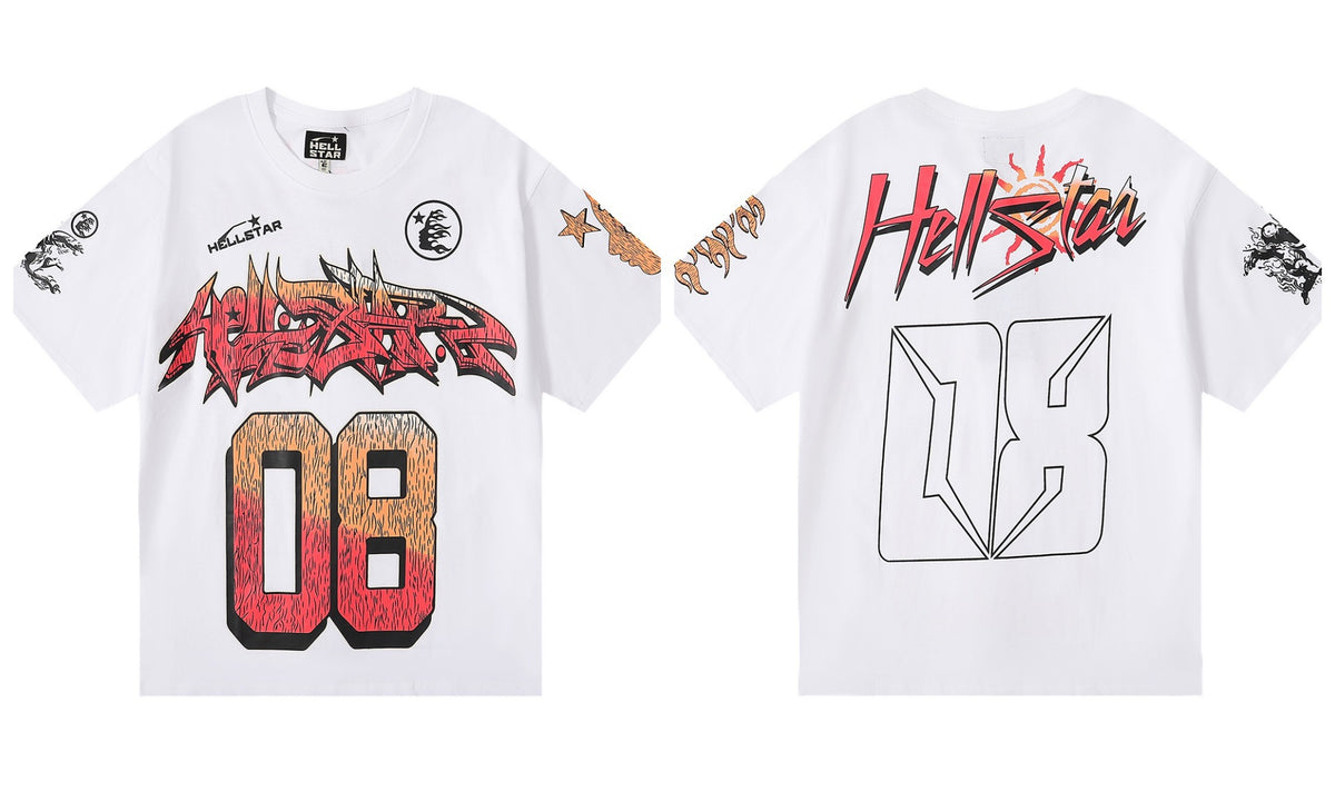 Hellstar Series Vintage Graphic Print Loose Unisex Streetwear T-Shirt