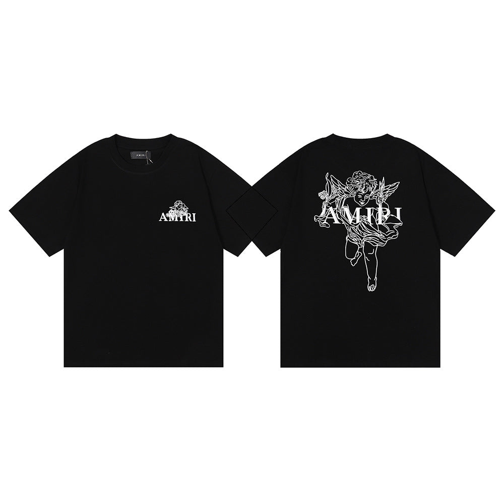 Amiri Rose Skull Letter Graphic Short Sleeve Tee Streetwear Unisex