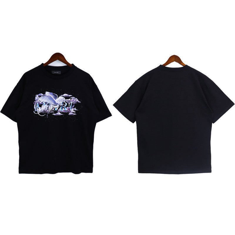 Amiri Multi‑Pattern Letter Graphic Oversized Tee Streetwear Unisex