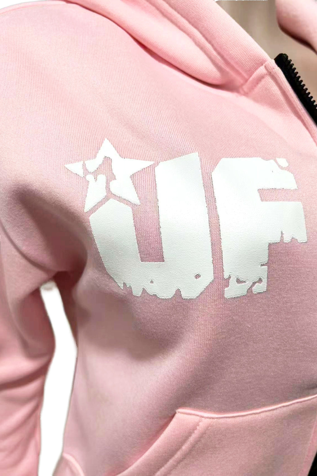 UnfairLives UF Distressed Zip Up Hoodie Sweatpants 2 Piece Tracksuit Women