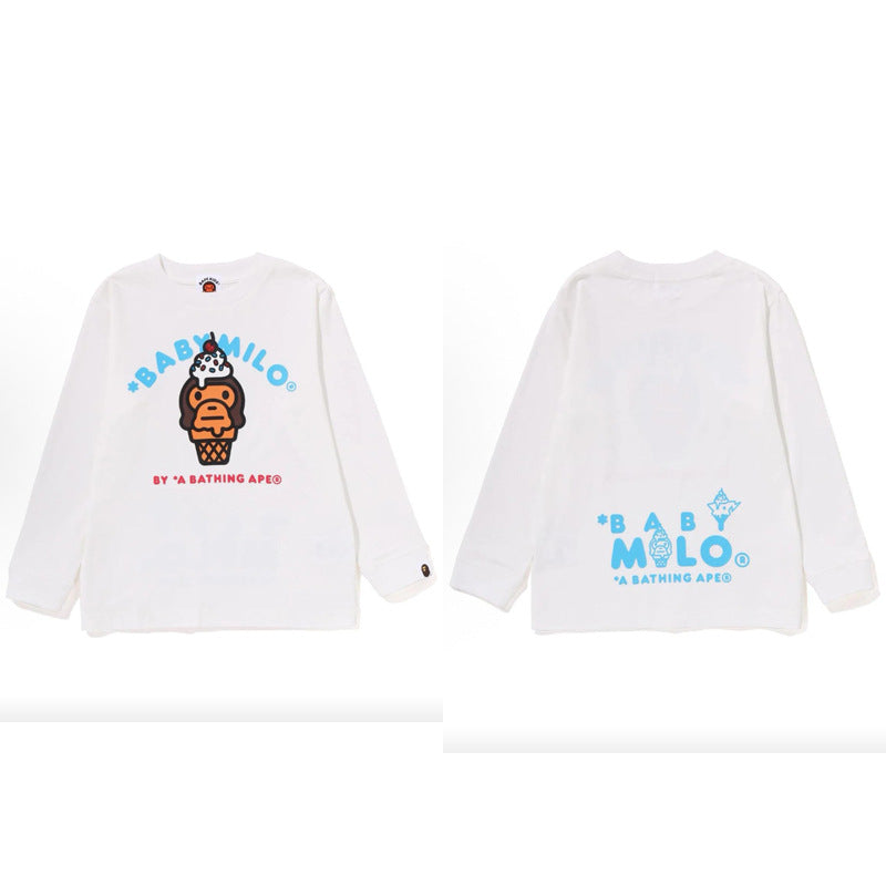 Bape Multi‑Ape‑Head Graphic Oversized Long Sleeve Tee Streetwear