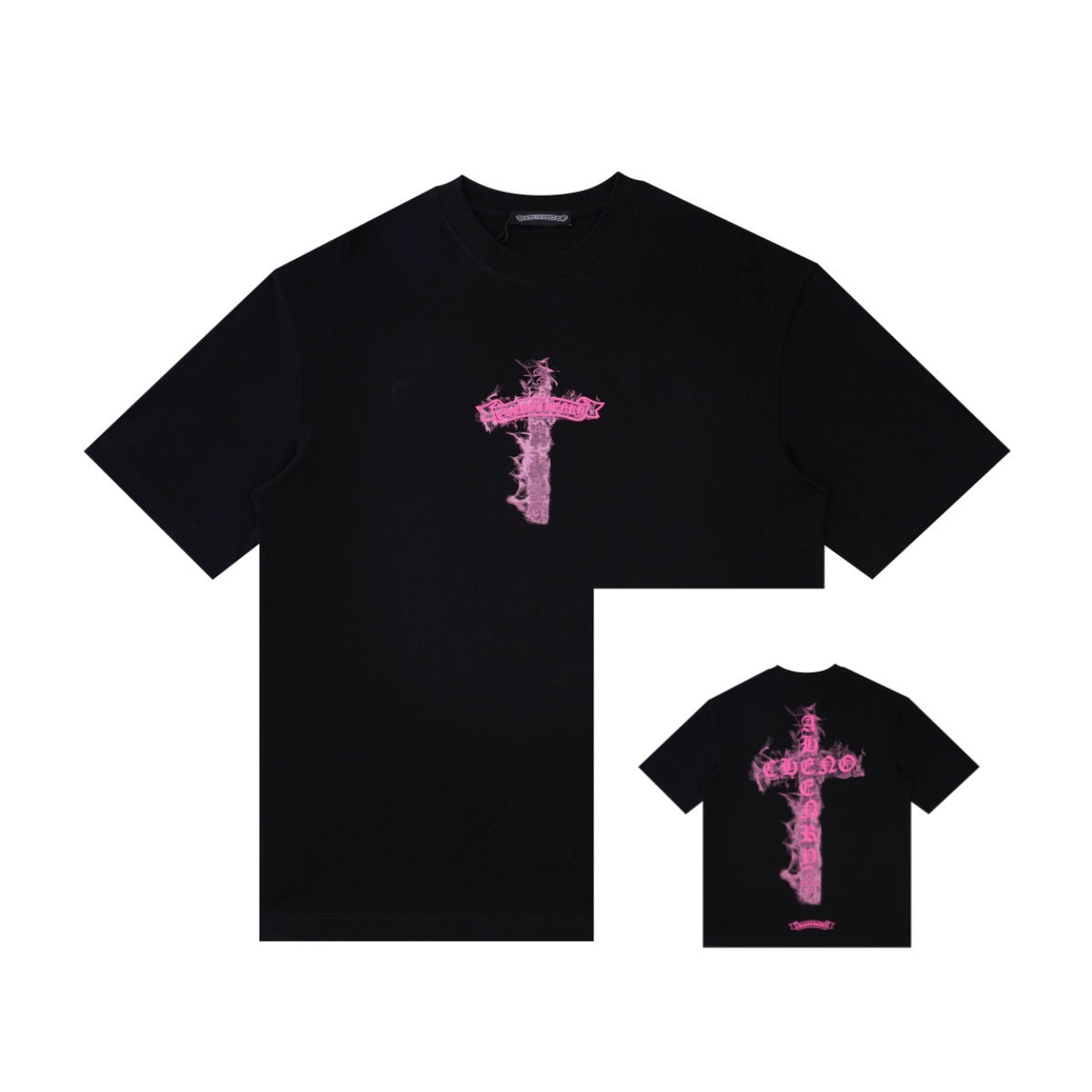 Chrome Hearts Color Sanskrit Cross Horseshoe Print Short Tee Unisex
