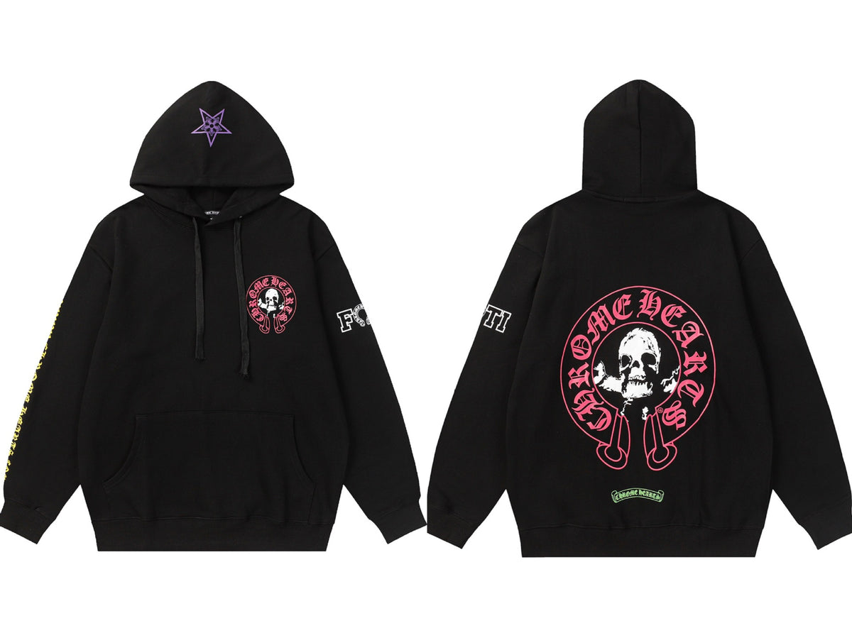 Chrome Hearts Horseshoe Cross Hoodie Goth Streetwear Graphic Pullover