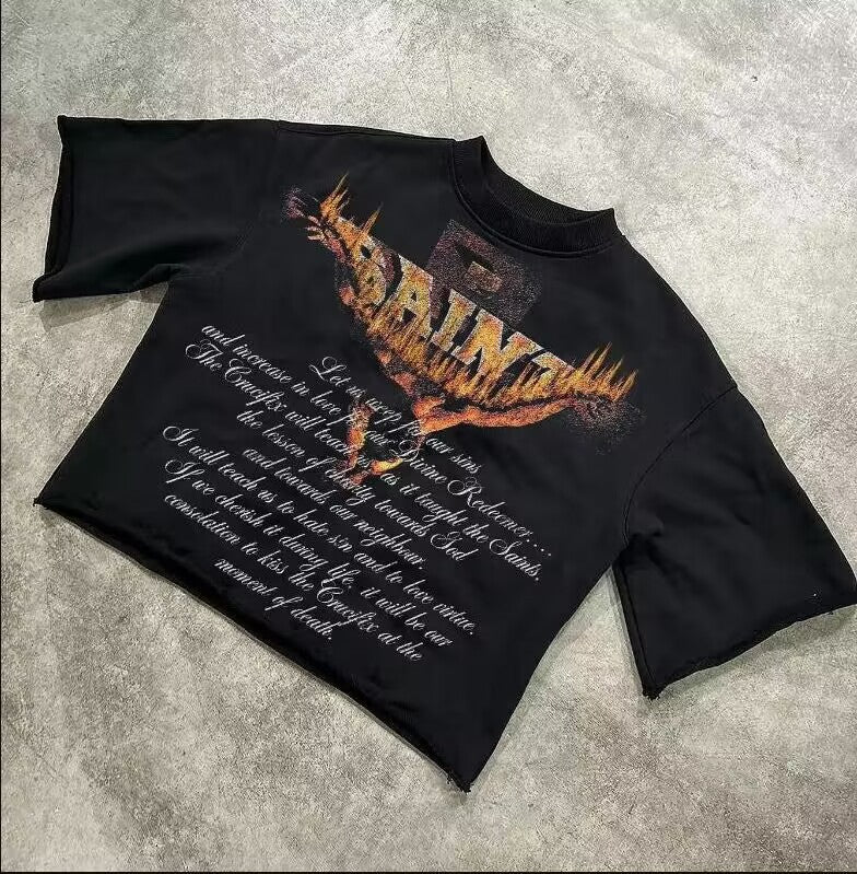 Y2K Anime Cartoon Grafik Unisex Oversized Streetwear Baumwoll-T-Shirt