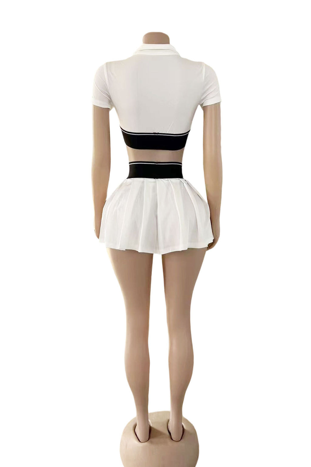 Alexander Wang Cheerleader Polo Crop Top Pleated Mini Skirt 2 Piece Set