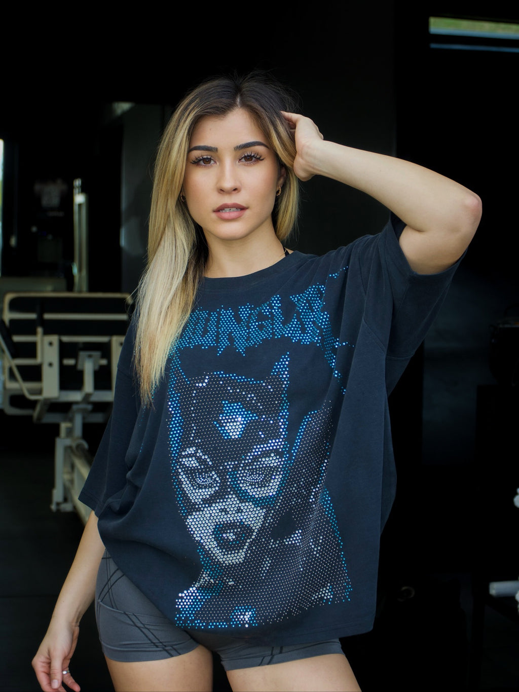 YOUNGLA 4257 Batman Rhinestone Tees
