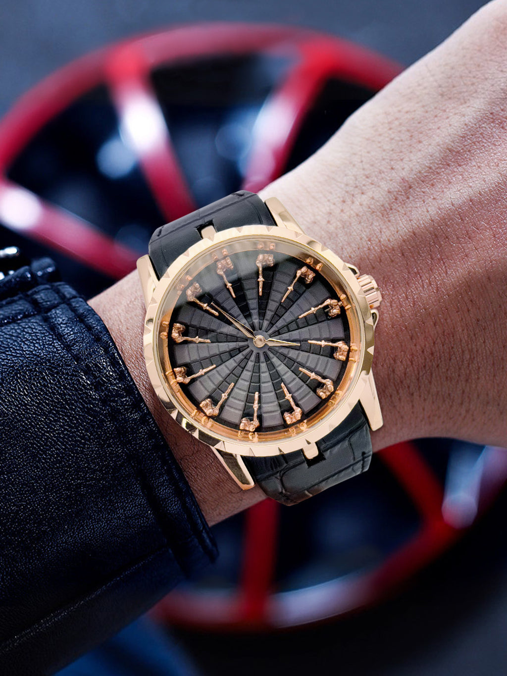 12 Round Table Knights Men Watch 3D Skeleton Dial Quartz Wrist Watch