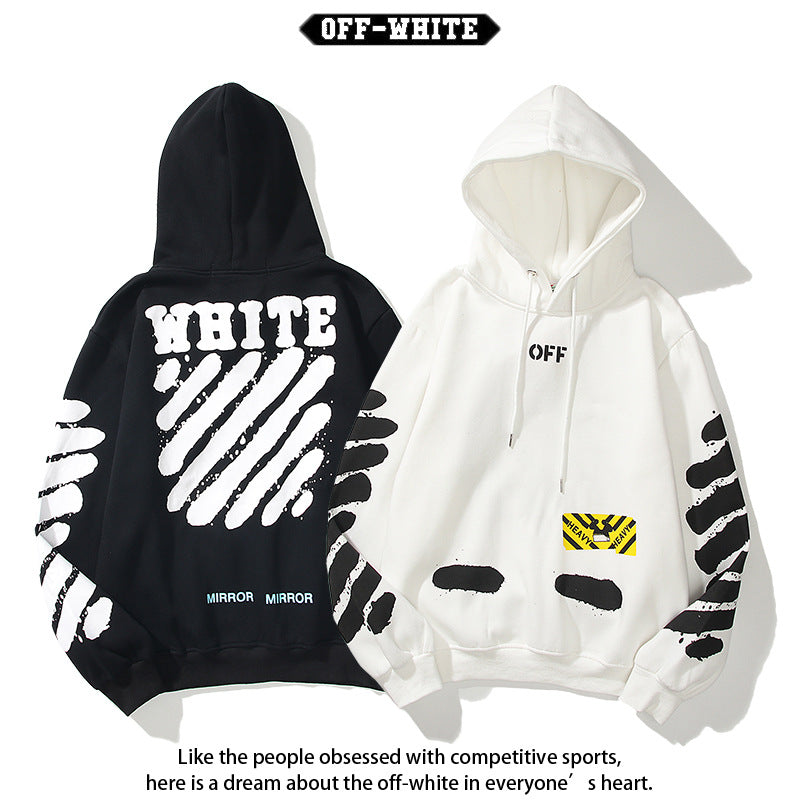 Off White Arrow Graphic Print Hoodie Streetwear Unisex