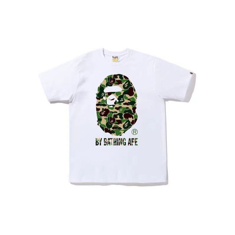 BAPE Ape Shark Graphic Print Loose Unisex Heavyweight Cotton T-Shirt