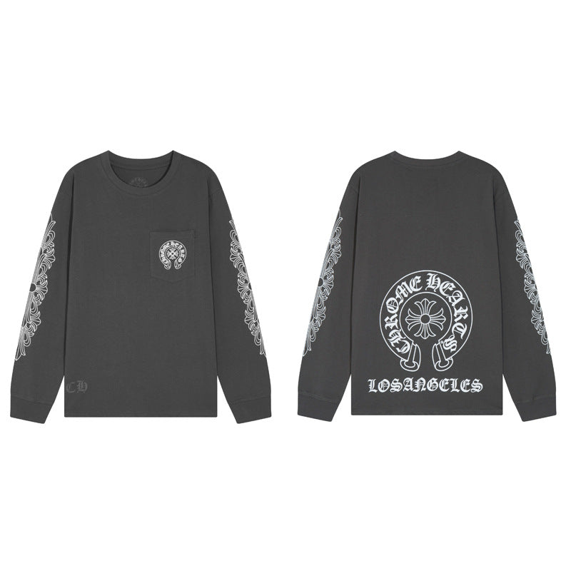 Chrome Hearts Cross Horseshoe Sanskrit Print Long Sleeve Tee Unisex