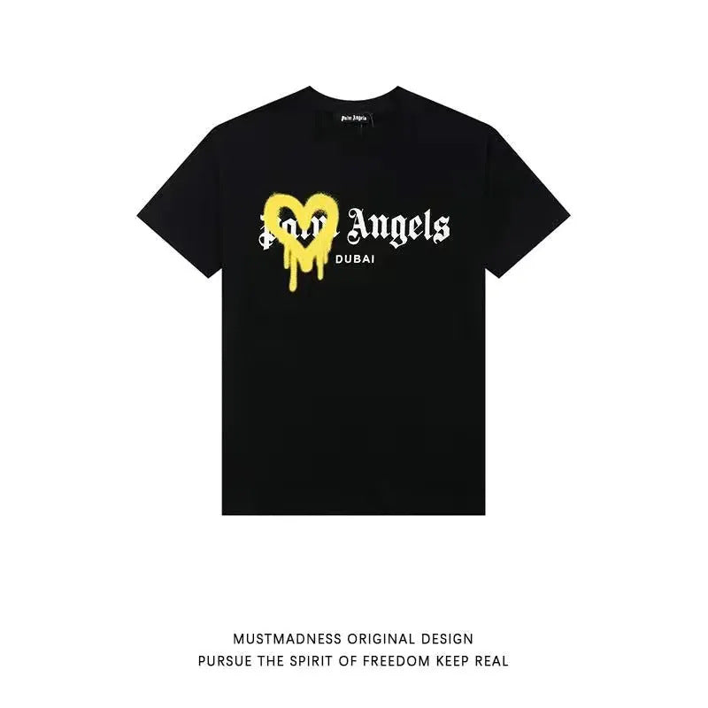 Palm Angels Heart Letter Graphic Short Sleeve Tee Streetwear Unisex