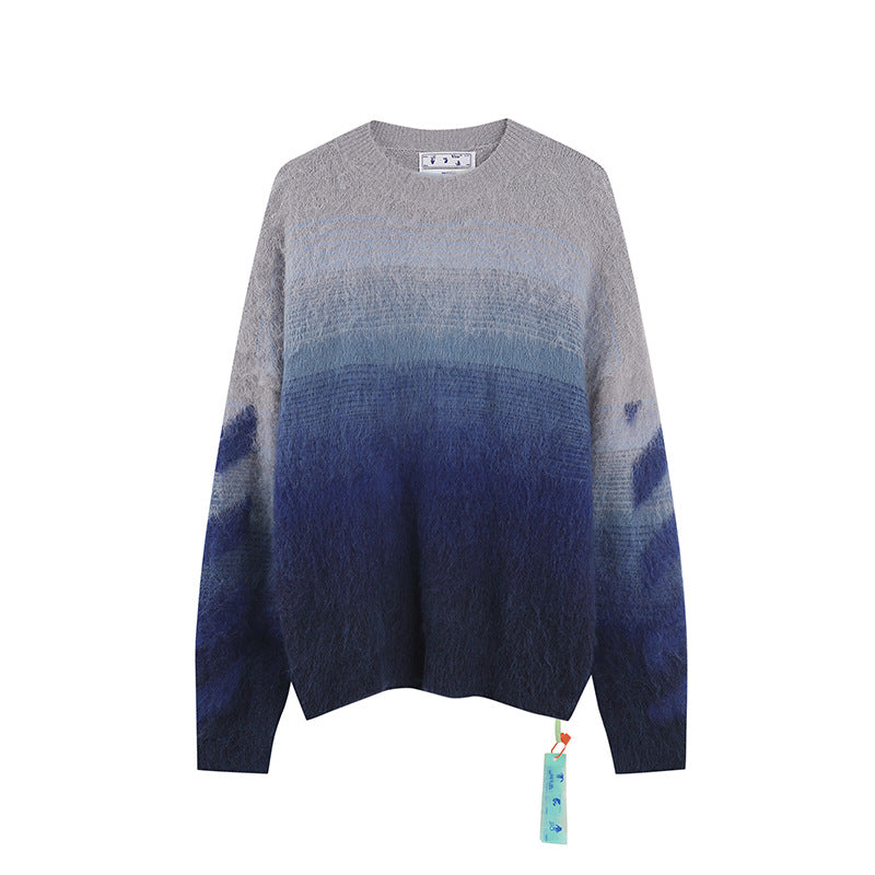 Off-White Arrow Mohair Sweater Gradient Fluffy Knit Pullover & Hoodie