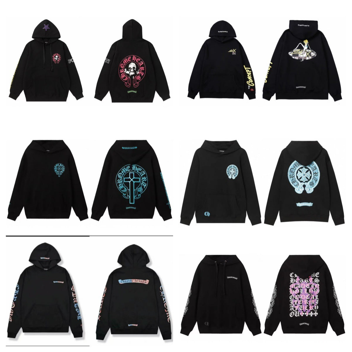Chrome Hearts Gothic Graphic Print Pullover Hoodie Streetwear Unisex
