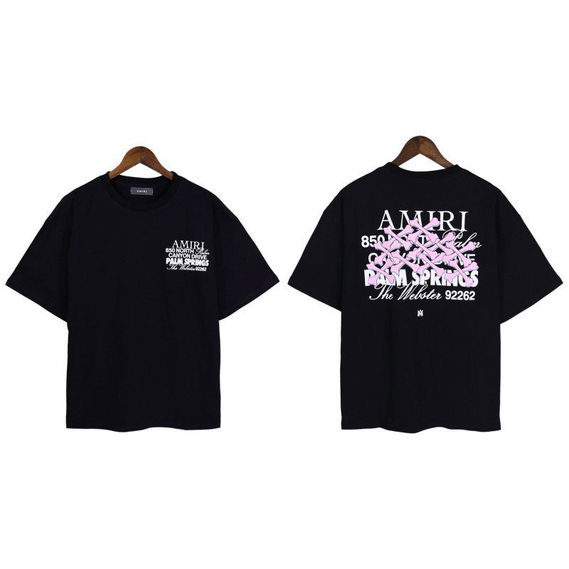 Amiri Multi‑Pattern Letter Graphic Oversized Tee Streetwear Unisex