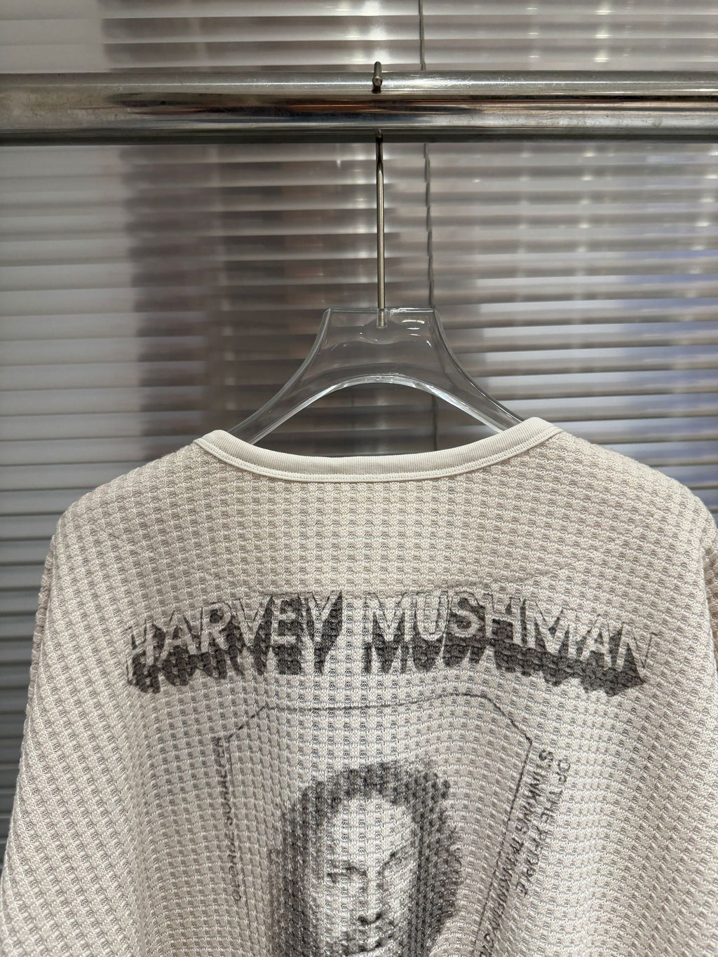 Waffle Knit Figure Letter Graphic Crew Neck Long Sleeve T Shirt