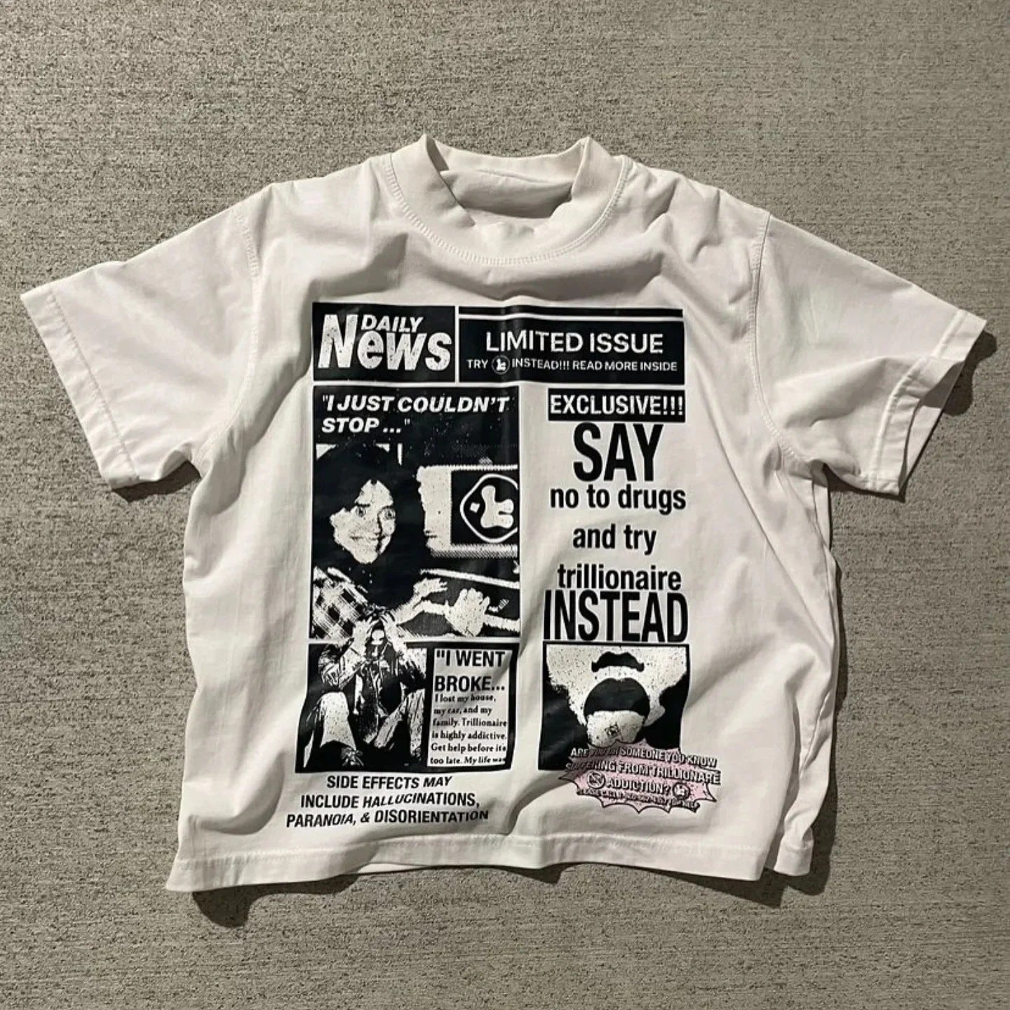 Ukiyo Infamouss Style Vintage Zeitungs-Grafik Oversized Baumwoll-T-Shirt