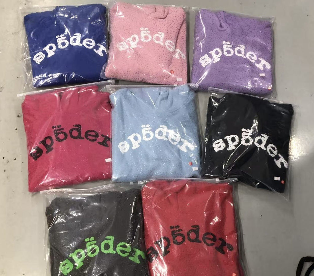 Sp5der VVS Full Rhinestone Hoodie & Sweatpants Tracksuit Set