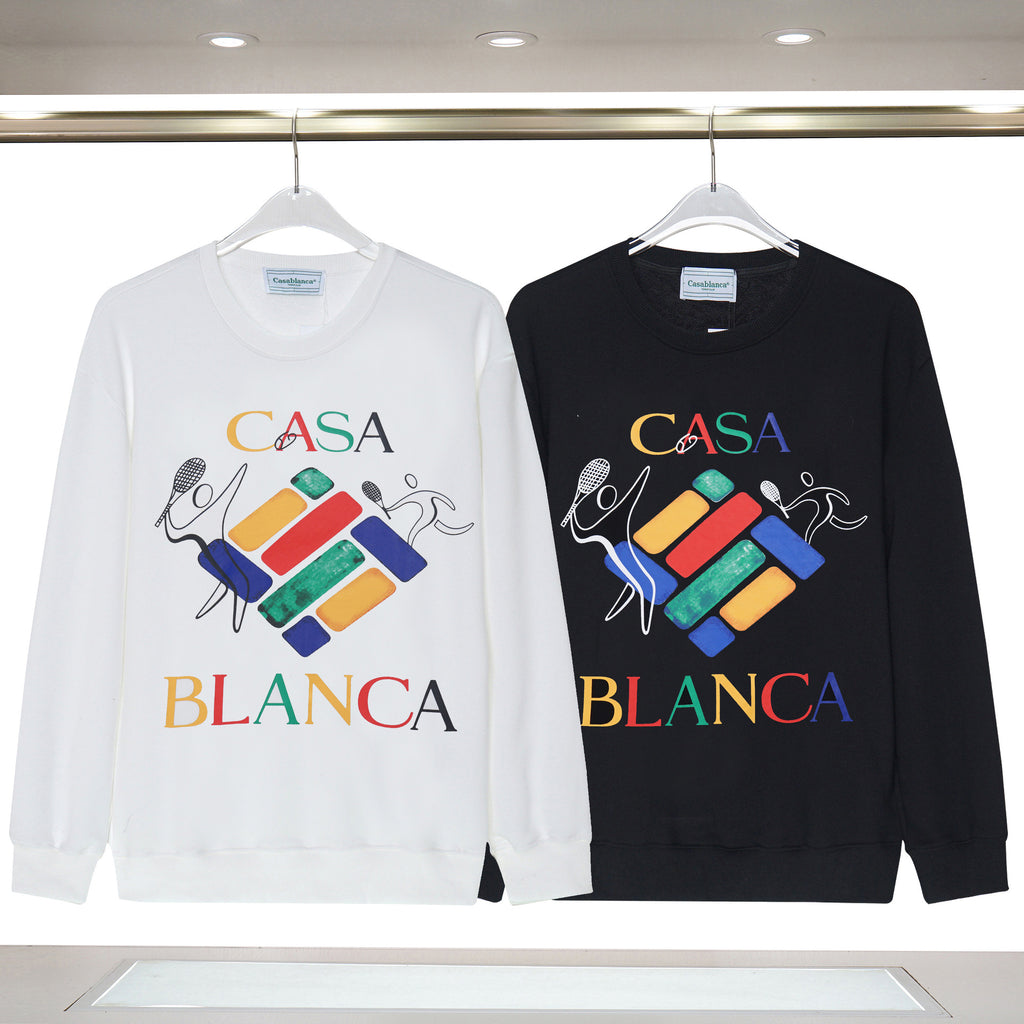 Casablanca Tennis Club Graphic Crewneck Sweatshirt Men Casual Pullover