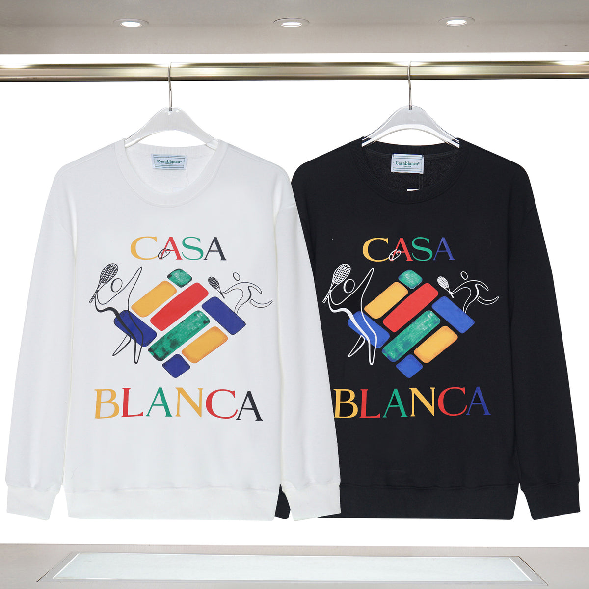Casablanca Tennis Club Graphic Crewneck Sweatshirt Men Casual Pullover