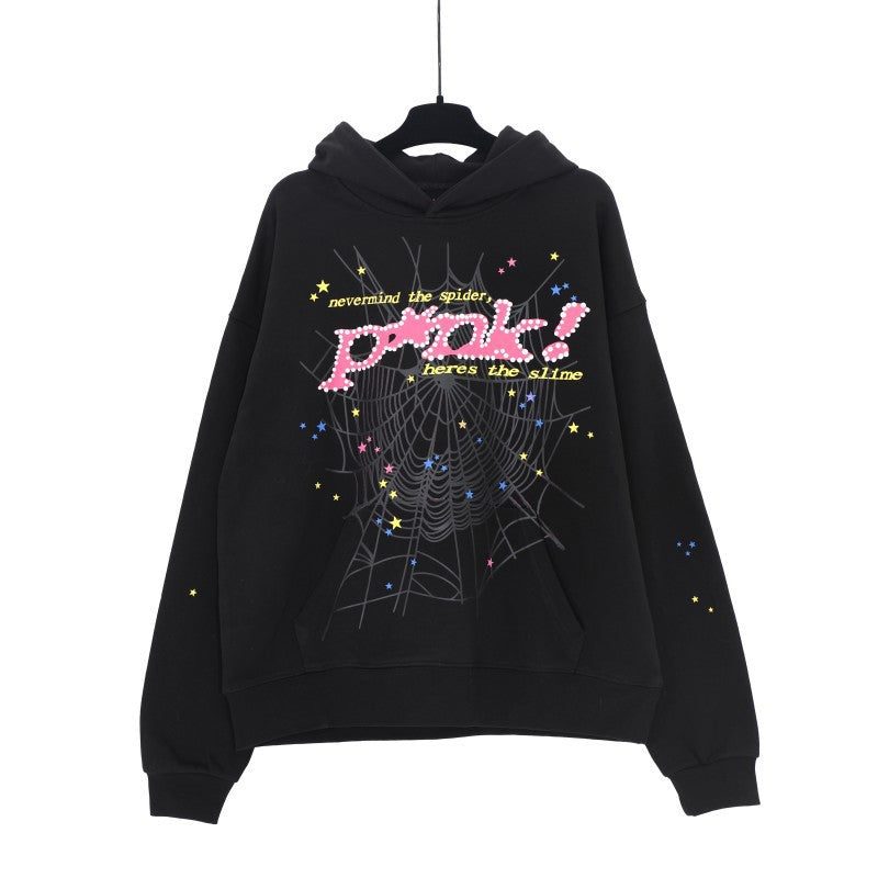 Sp5der Foam Print Spider Web Hoodie Sweatshirt Jogger Pants Set