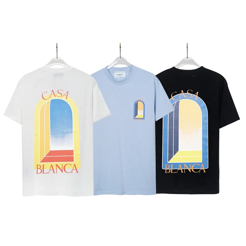 Casablanca Arch Graphic Logo Print Short Sleeve Tee Streetwear Unisex