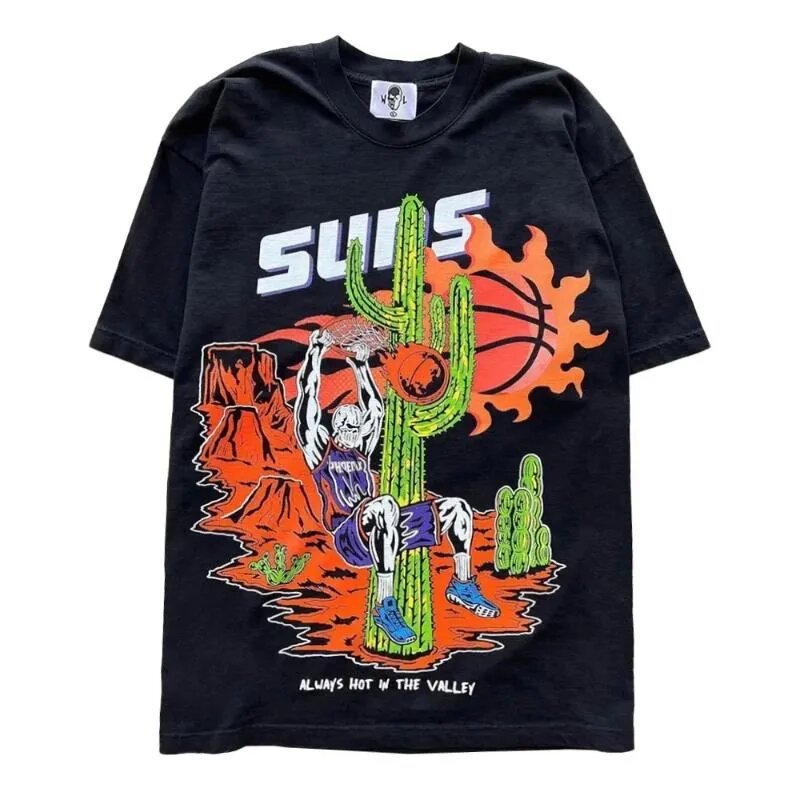 Vintage NBA Team Skelett Grafik Unisex Oversized Streetwear Baumwoll T-Shirt