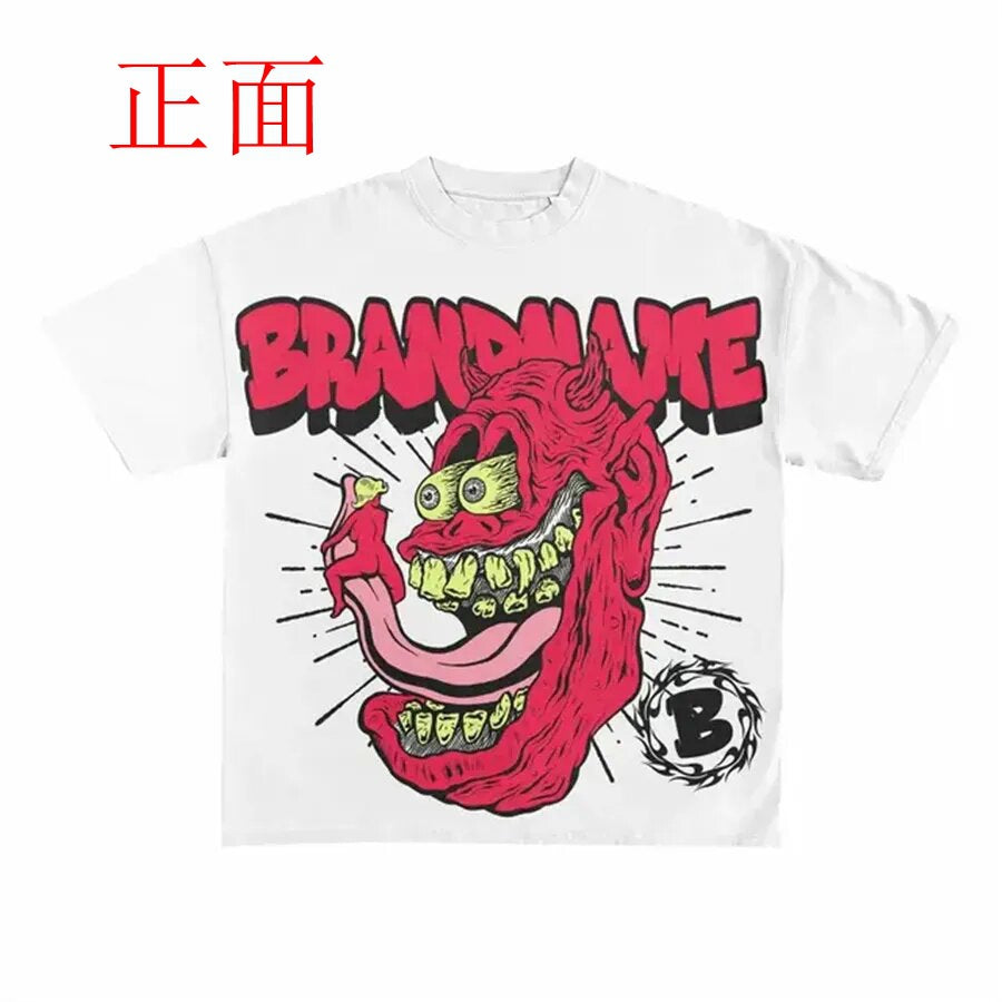 Warzone Studios Style Y2K Doppelseitiges Graffiti Oversized Vintage Baumwoll-T-Shirt