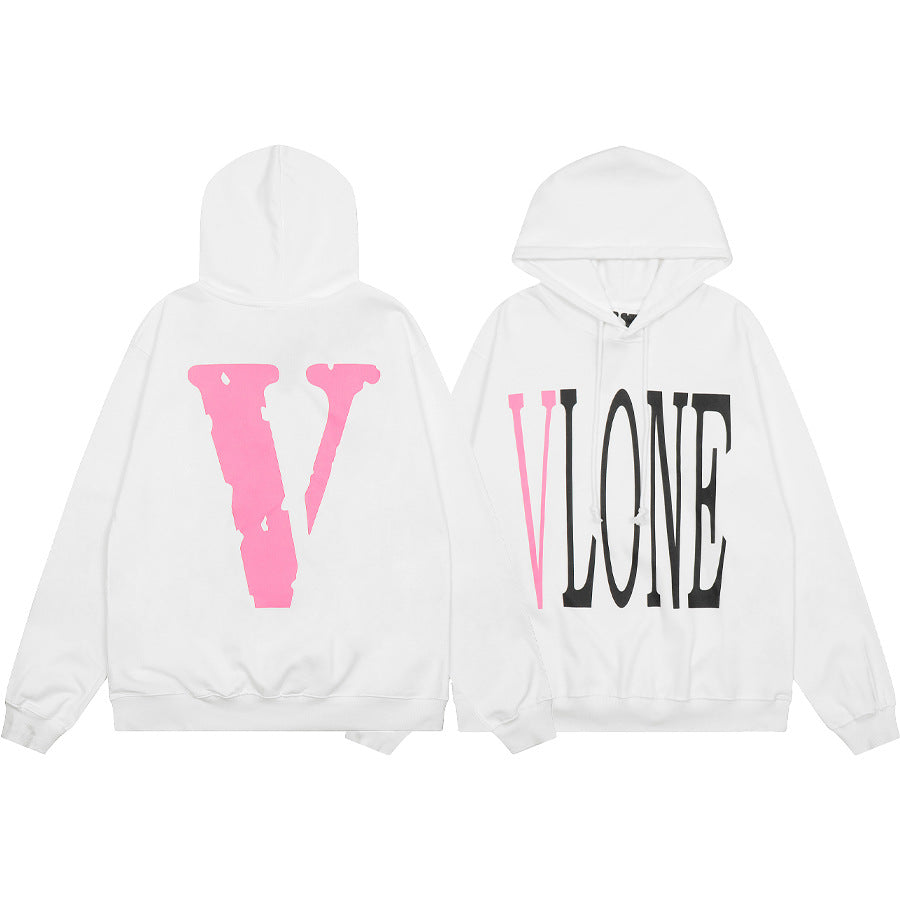 Vlone Multi Pattern Big V Graphic Oversized Hoodie Streetwear Unisex