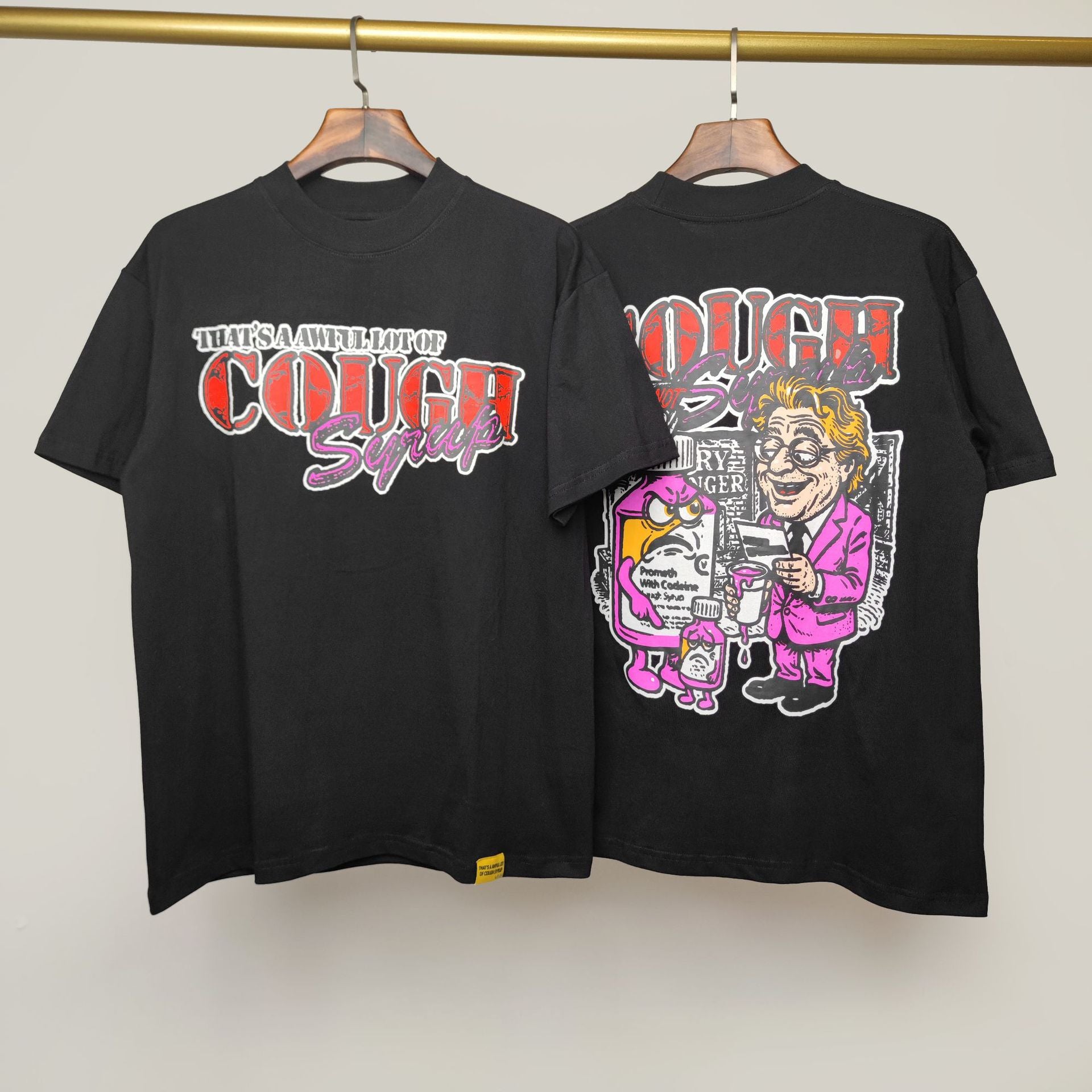 ALOCS Cough Syrup Letter Graphic Short Sleeve Tee Streetwear Unisex