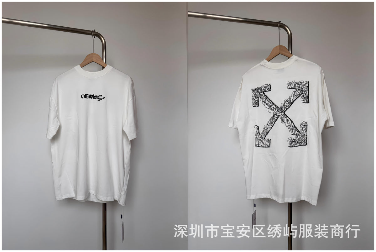 Off White Arrow Print Crew Neck Short Sleeve T Shirt Unisex