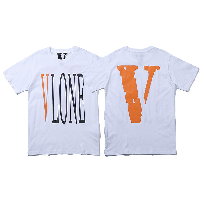 Vlone Big V Letter Graphic Print Short Sleeve Tee Streetwear Unisex