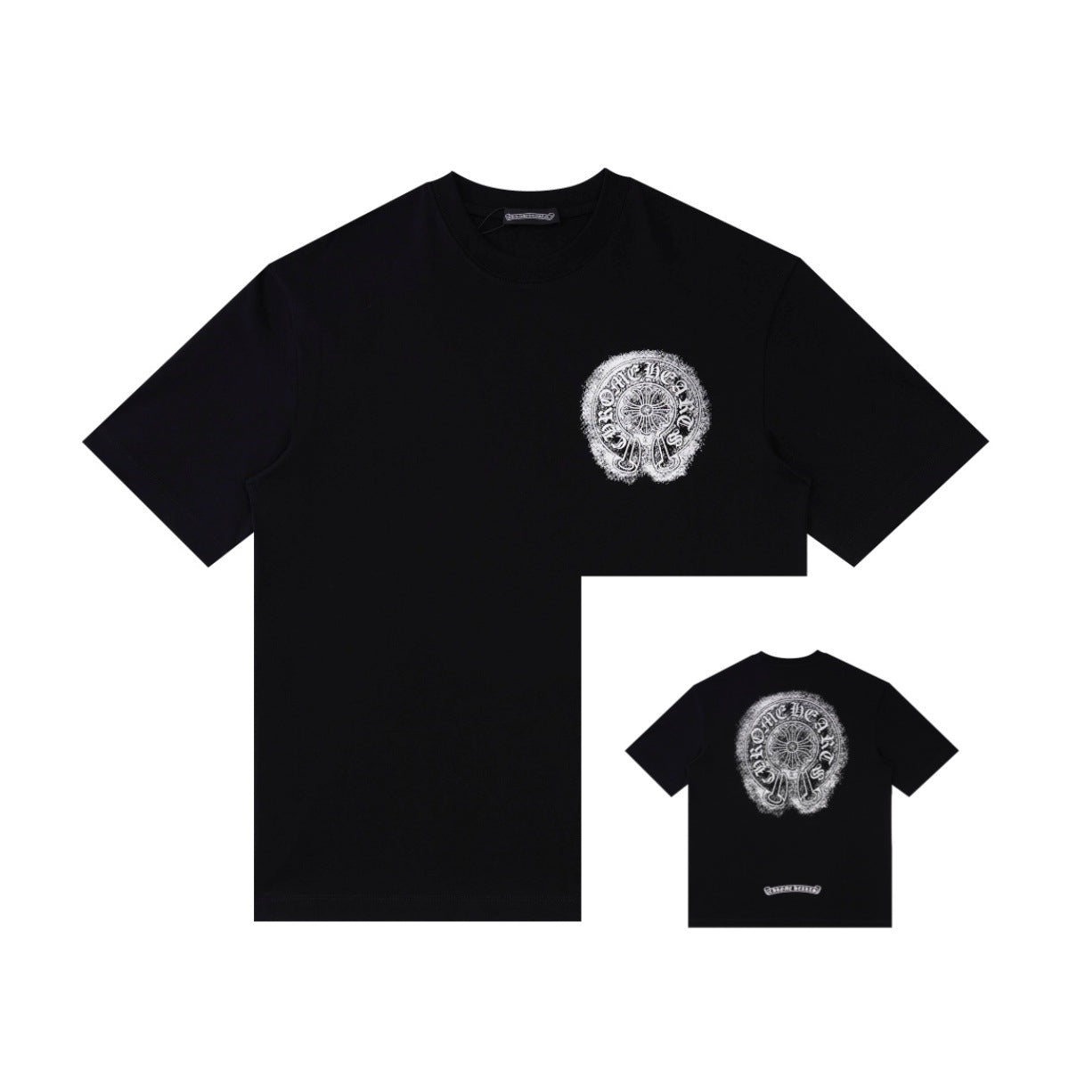 Chrome Hearts Color Sanskrit Cross Horseshoe Print Short Tee Unisex